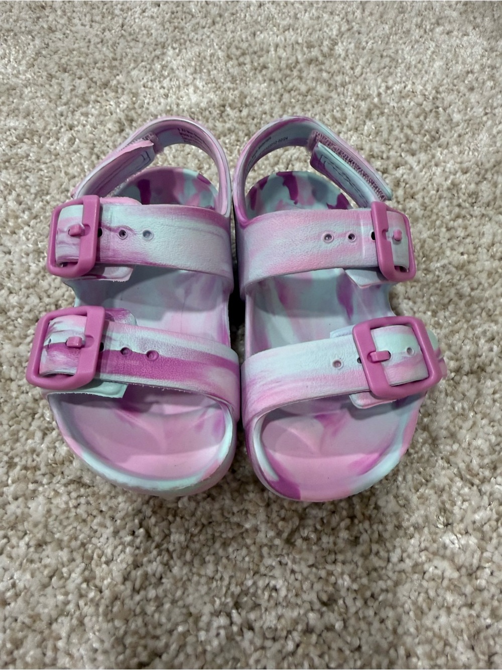 Kids Cat and Jack Pink Tie-Dye Double-Strap Sandals